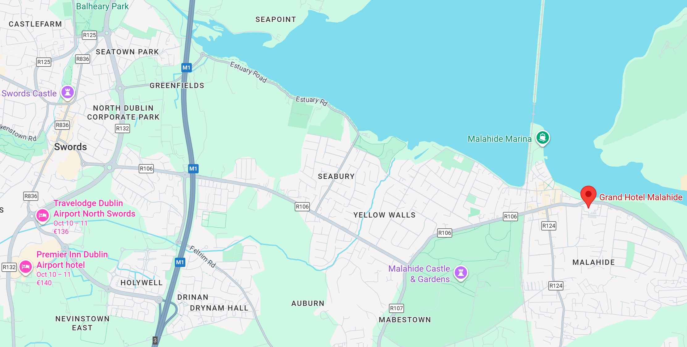 Google Map Location of The Grand Hotel Malahide